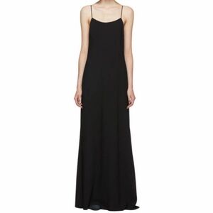 The Row Ebbins Silk Slip Dress Black size XS Spaghetti Straps Mid Length
